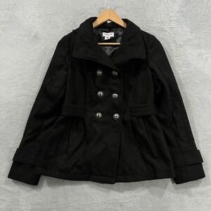 Celebrity Jacket Women Medium Peacoat Double Breasted Black Preppy Career Office